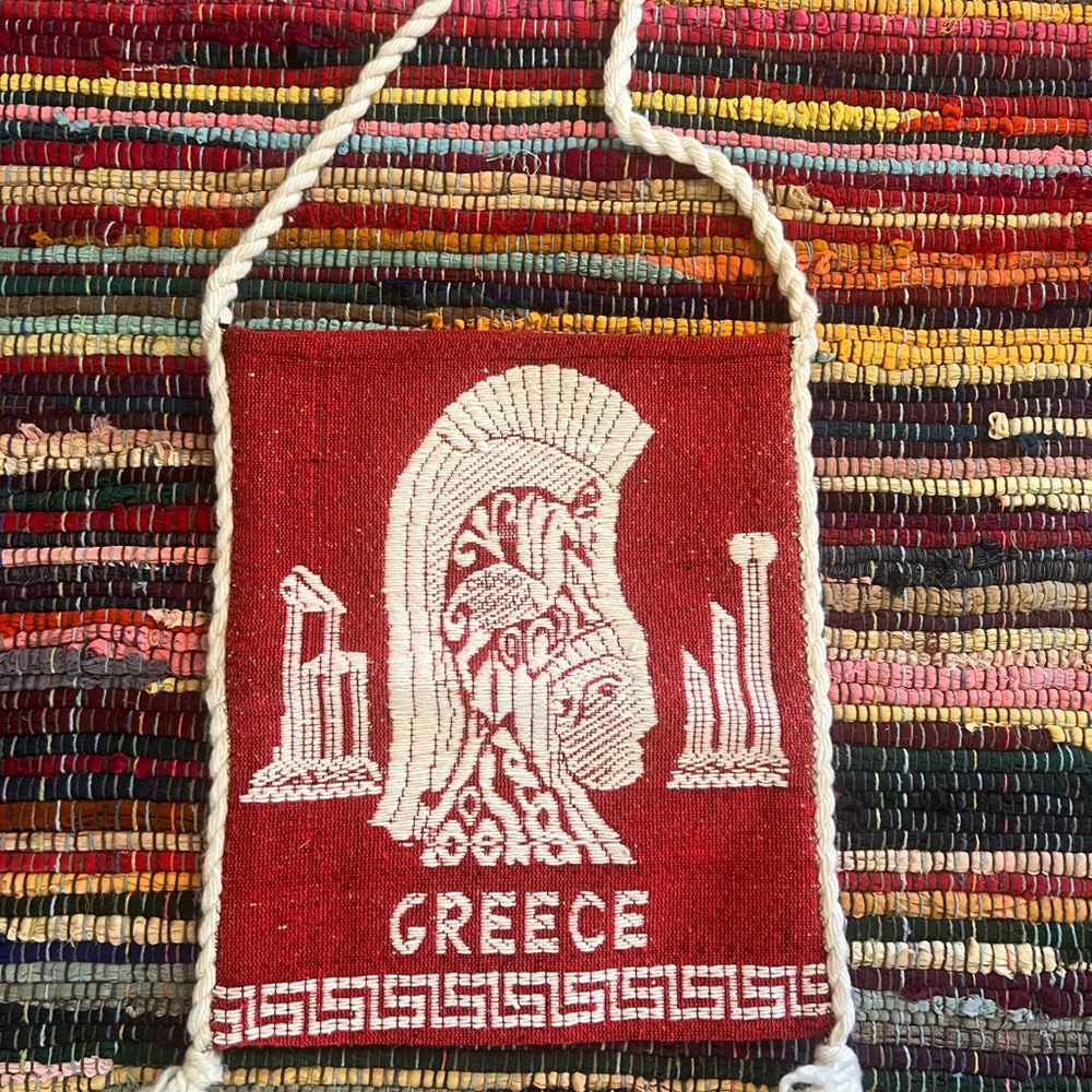 Vintage Athens Greece Woven Knit Bag